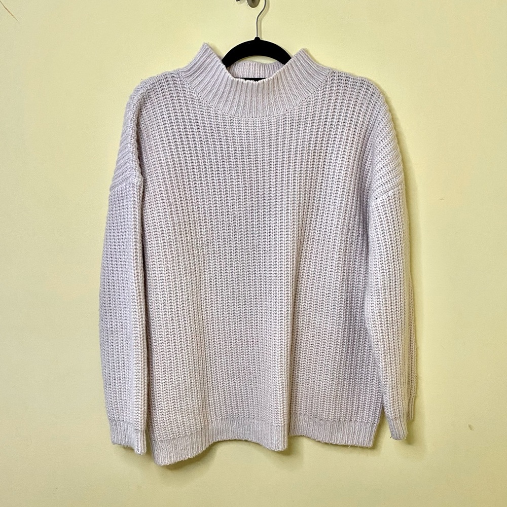 Asos Women’s Sweater Size Large Chunky Off White/Pink Turtleneck Knit
